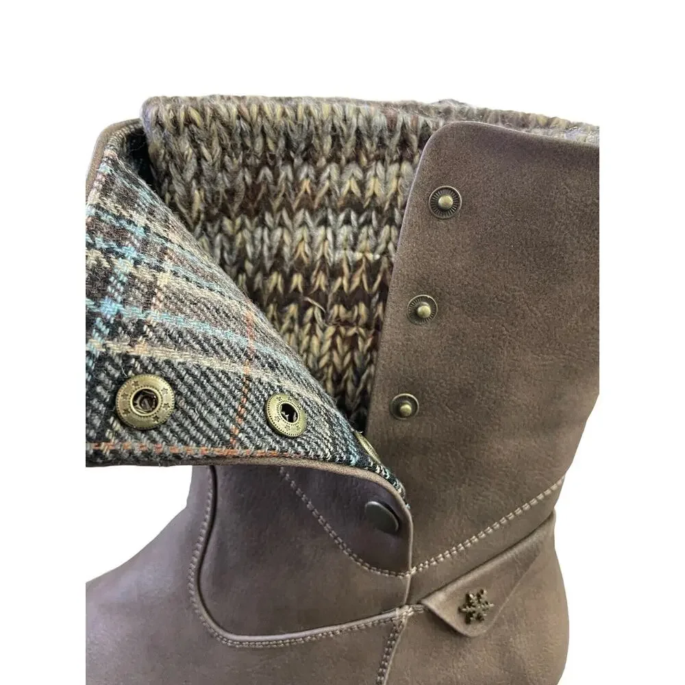 Sporto Boots Women's Calynn Water-Resistant Sock Size 11W Dark Brown Warm Cozy